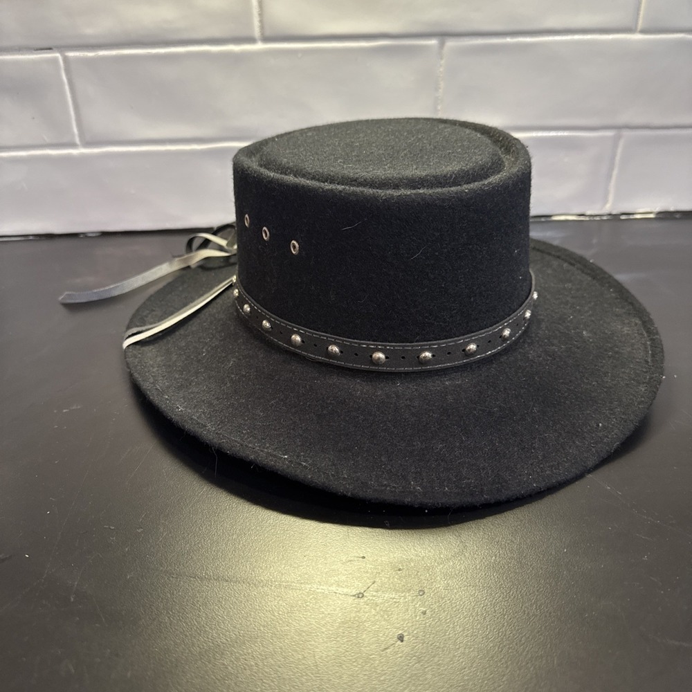 Womens Western Express cowboy hat black Felt size 57   7 1/8